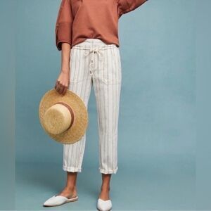 ANTHROPOLOGIE Beachy Linen Seashore Striped Pants S